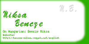 miksa bencze business card